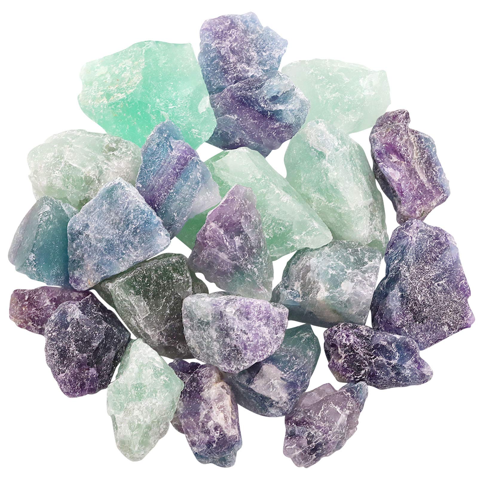 Hilitchi 1lb Bulk Raw Fluorite Stone Rough Crystal Stone for Cabbing, Tumbling, Cutting, Polishing, Wire Wrapping,Gem Mining, Wicca, Reiki and Crystal Healing