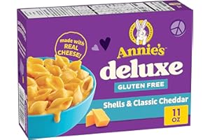 ANNIE'S HOMEGROWN Annie's Deluxe Gluten Free Mac and Cheddar Shells, Rice Pasta & Cheddar Mac N Cheese, 11 oz