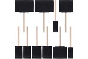 HINZIC 10pcs Foam Paint Brushes, 5 Sizes Sponge Painting Tools with Wood Handle, Sponge Brush for Staining Varnishes DIY Large Area Crafts- Black(4", 3", 2", 1.6", 1")