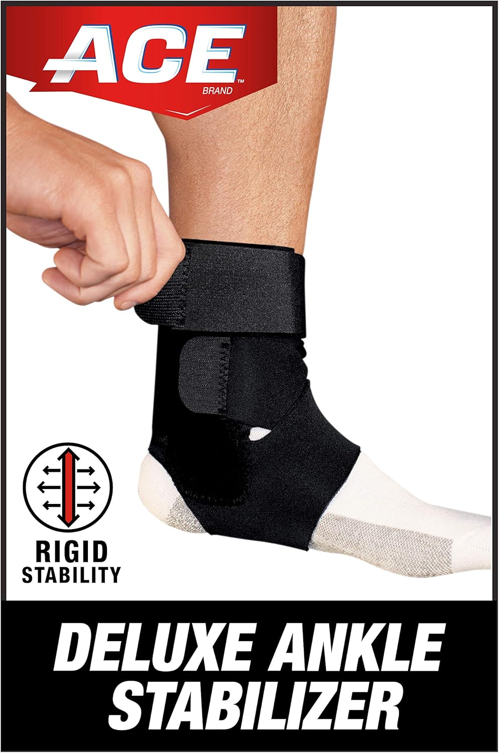ACE Deluxe Ankle Stabilizer, Support to sprained or strained ankle, Satisfaction Guarantee, One Size Fits Most: Health & Personal Care