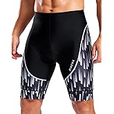 Bikewa Men's Cycling Shorts with Silicone Leg Grippers Padded Bike Bicycle Biking Cycle Shorts for Men No Pockets(Black/White,L)