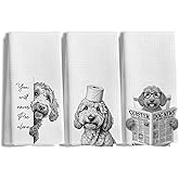 LUKIPOM Funny Goldendoodle Dog Hand Towels Set of 3, You Will Never Pee Alone Funny Bathroom Hand Towels, Goldendoodle Gifts, Dog Bathroom Decor, 16x24