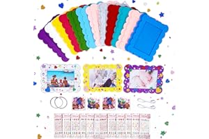 Flying Childhood 24 Pack Diy Cute Picture Frames Bulk Felt 4×6 Colorful Photo Frames Art with Foam Stickers Mothers Fathers Day Crafts for Kids