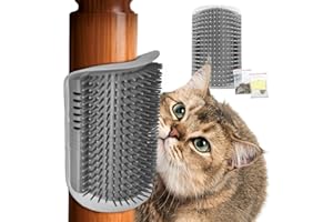 ALPENKOK Cat Corner Scratcher – Cat Self Groomer for Indoor Cats – Wall Brush with Face Scratchers and Catnip | Easy to Install, Soft Massage, Fur Remover, Grooming Tool Also Works as Hand Comb for Cats