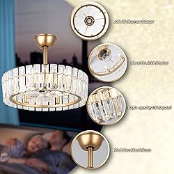 YPQXYHDA 20.7" Modern Crystal Ceiling Fan with