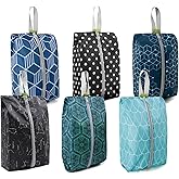 BeeGreen Shoe Organizer Shoe Bags For Travel with Zipper Closure, Shoe Storage Organizer with Handle Travel Bags, Green Blue Lightblue-Geometry, Large, Green Blue Lightblue-geometry