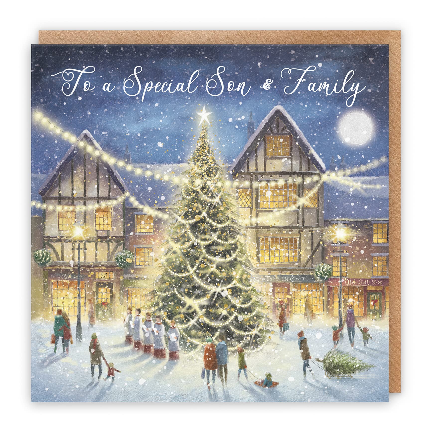 Hunts England - Son And Family Christmas Card - 'Christmas Eve' - To A Special Son & Family - Milo's Gallery Collection - Christmas Verse Inside