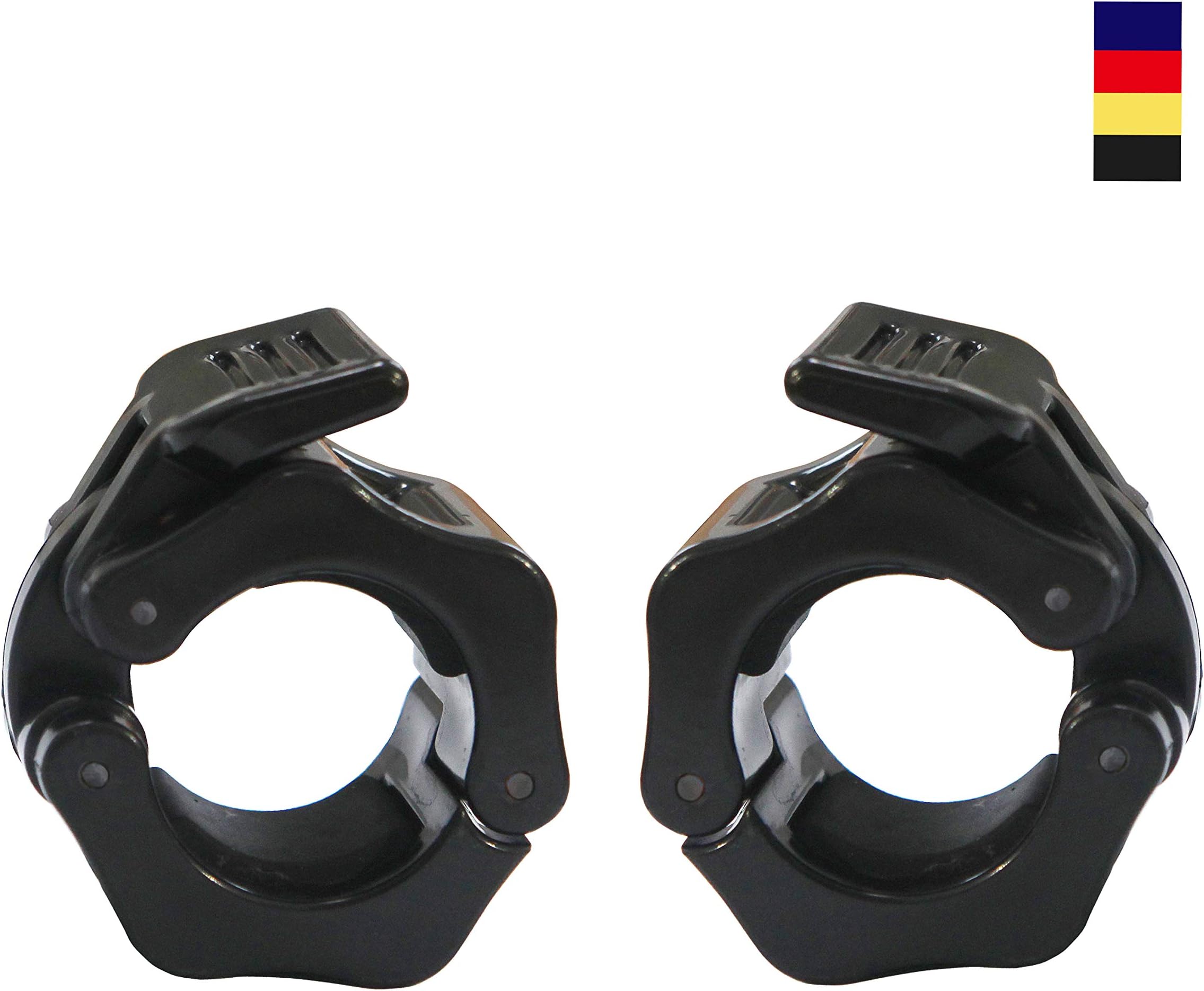 AbraFit 1" Barbell Clamps - Solid ABS Locking Barbell Collars with Quick Release - 1'' Diameter Standard Bar Weight Plates Collar Clips for Workout Weightlifting Fitness Training Bodybuilding