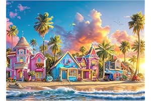 Chalzidar Romantic Beach Jigsaw Puzzles for Adults 1000 Pieces, Interlock Perfectly Letter on Back No Dust, Difficult Puzzle Home Decor Birthday Party Gift Toy, 1:1 Poster 1000 Puzzles
