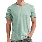 KLIEGOU Men's V Neck T Shirts - Casual Stylish Fitted Stretch Tees for Men