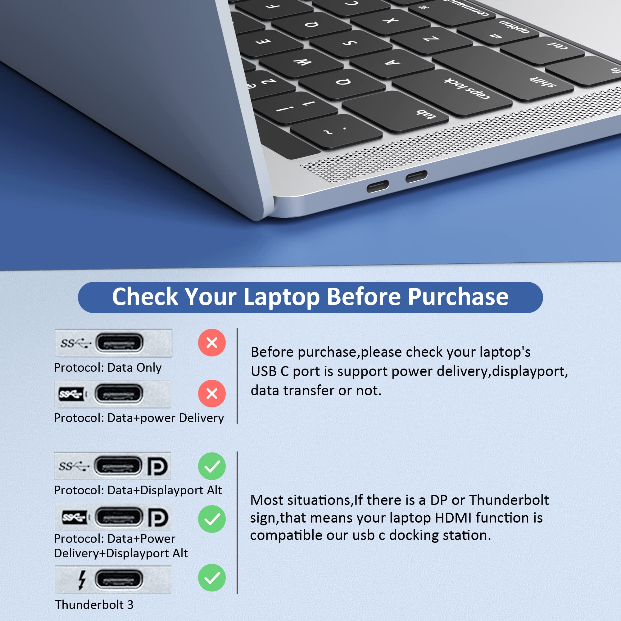 USB C Laptop Docking Station,13 in 1 Docking Station Triple Monitor with 4K HDMI,4K DP,VGA,Ethernet,4 USB,SD/TF,USB-C Port,Audio/Mic,USB C Hub Multiport Adapter for MacBook/Dell/HP/Lenovo/Surface…