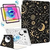 Shorogyt for iPad Air 13 Inch M3 2025 & M2 2024 /for i Pad Pro 12.9 inch (3/4/5/6th Gen) for Magnetic Stand for Women - Cute Design 360 Degree Rotating Covers Girls with Pencil Holder, Sun Moon