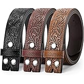 BELTROAD 3 Pack Western Belts for Men Women without Buckle Cowboy Belt for Buckle Mens Western Leaher Belt for Jeans