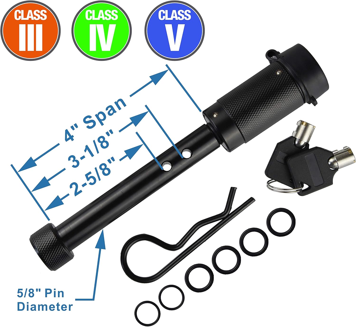 TOPTOW 63522 Trailer Hitch Lock, 5/8 inch Diameter, 4 inch