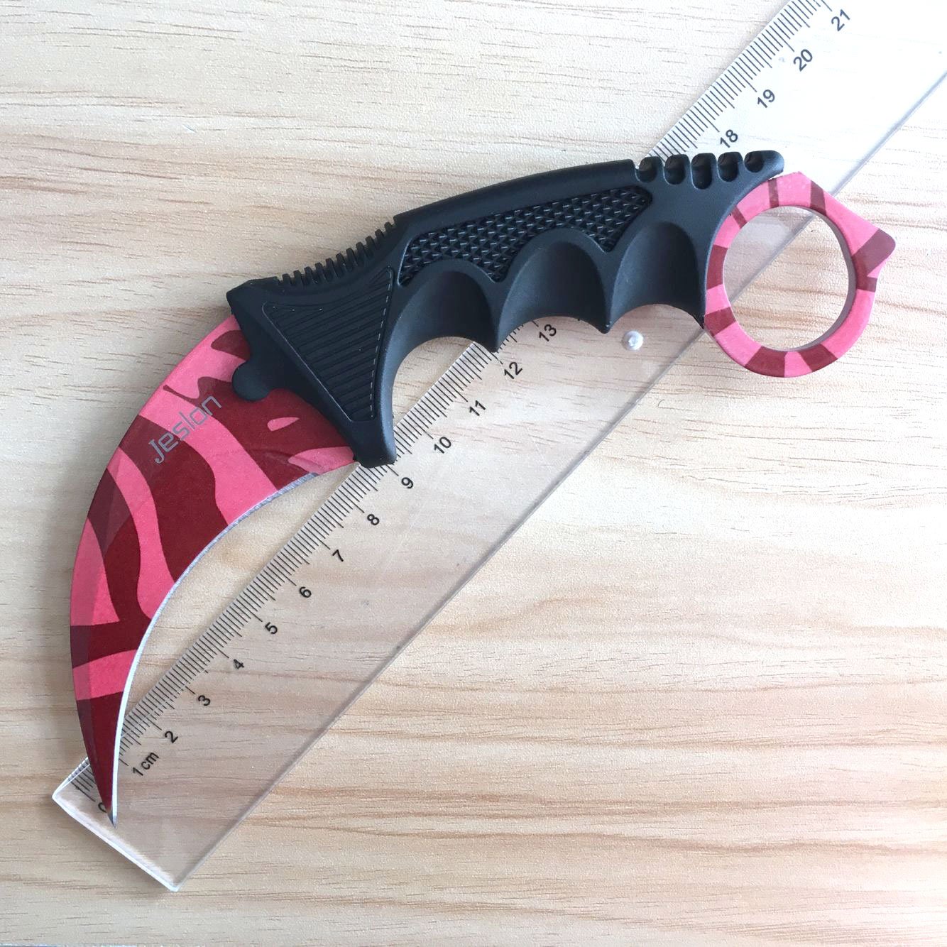 Jeslon Stainless Steel Tactical Karambit Hawbill Knife With Sheath and Cord,Survival Defense Claw Fixed Knife For Outdoor Hunting Camping Hiking Tools (Red zebre)