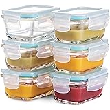 Superior Glass Food Storage Containers - Set of 6-4 Oz Containers with Airtight BPA-Free Locking Lids - Food containers - Mic