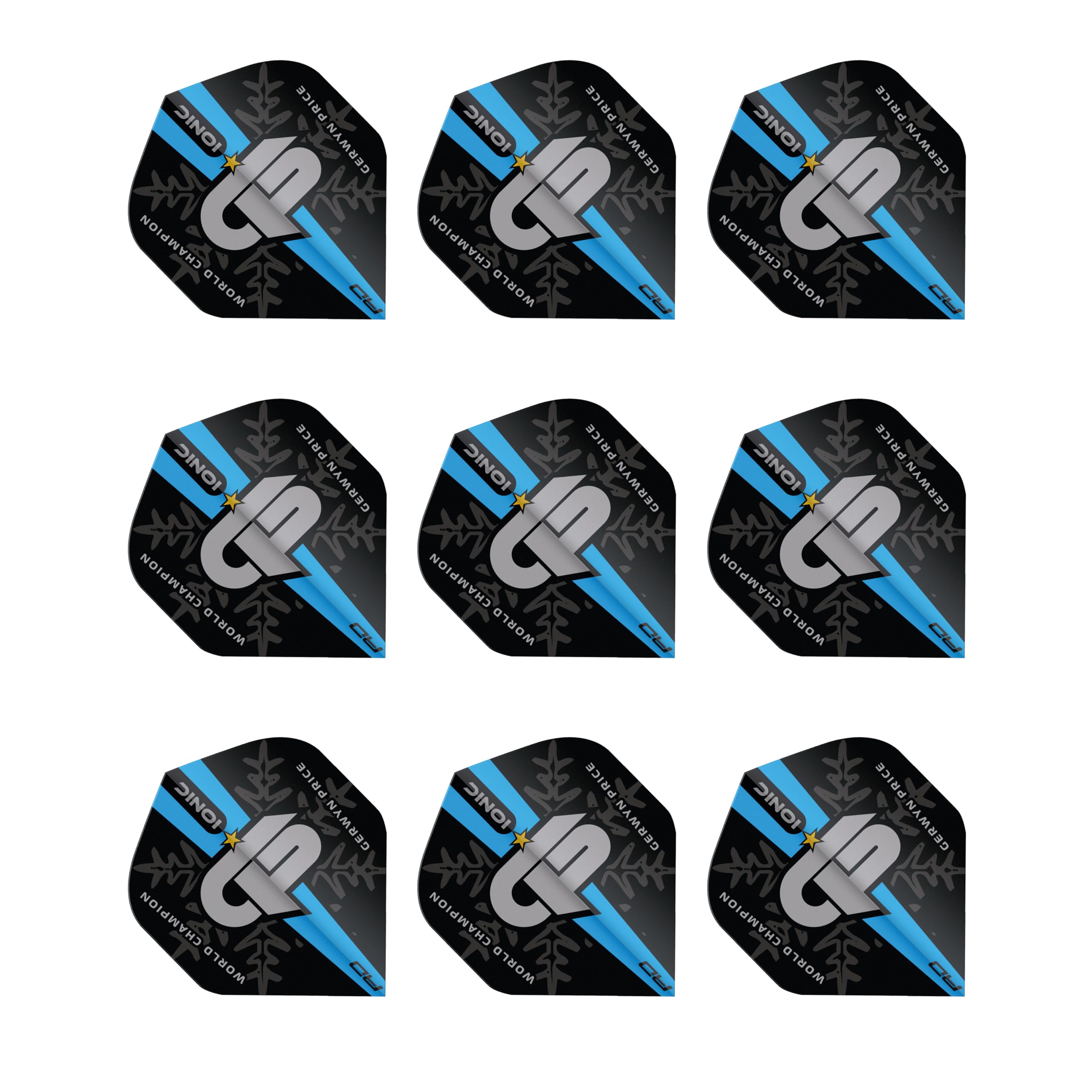RED DRAGON Gerwyn Price Iceman World Champion Blue Logo Edition Dart Flights - 3 sets per pack (9 flights in total)