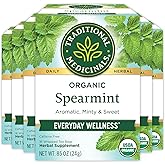 Traditional Medicinals Tea, Organic Spearmint, Supports Everyday Wellness, Healthy & Refreshing, 96 Tea Bags (6 Pack)