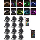 Color Changing Solar Ground Lights with 33ft Long Distance Remote Control - Flat Solar Lights Outdoor Waterproof - Pathway Lights Solar Powered for Yard Decorative Outside Lawn Walkway [12 Pack]