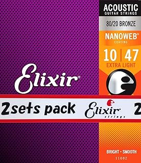 Elixir Acoustic Guitar Strings - Amazon Com Elixir Strings Phosphor Bronze Acoustic Guitar Strings W Nanoweb Coating Extra Light 010 047 Musical Instruments