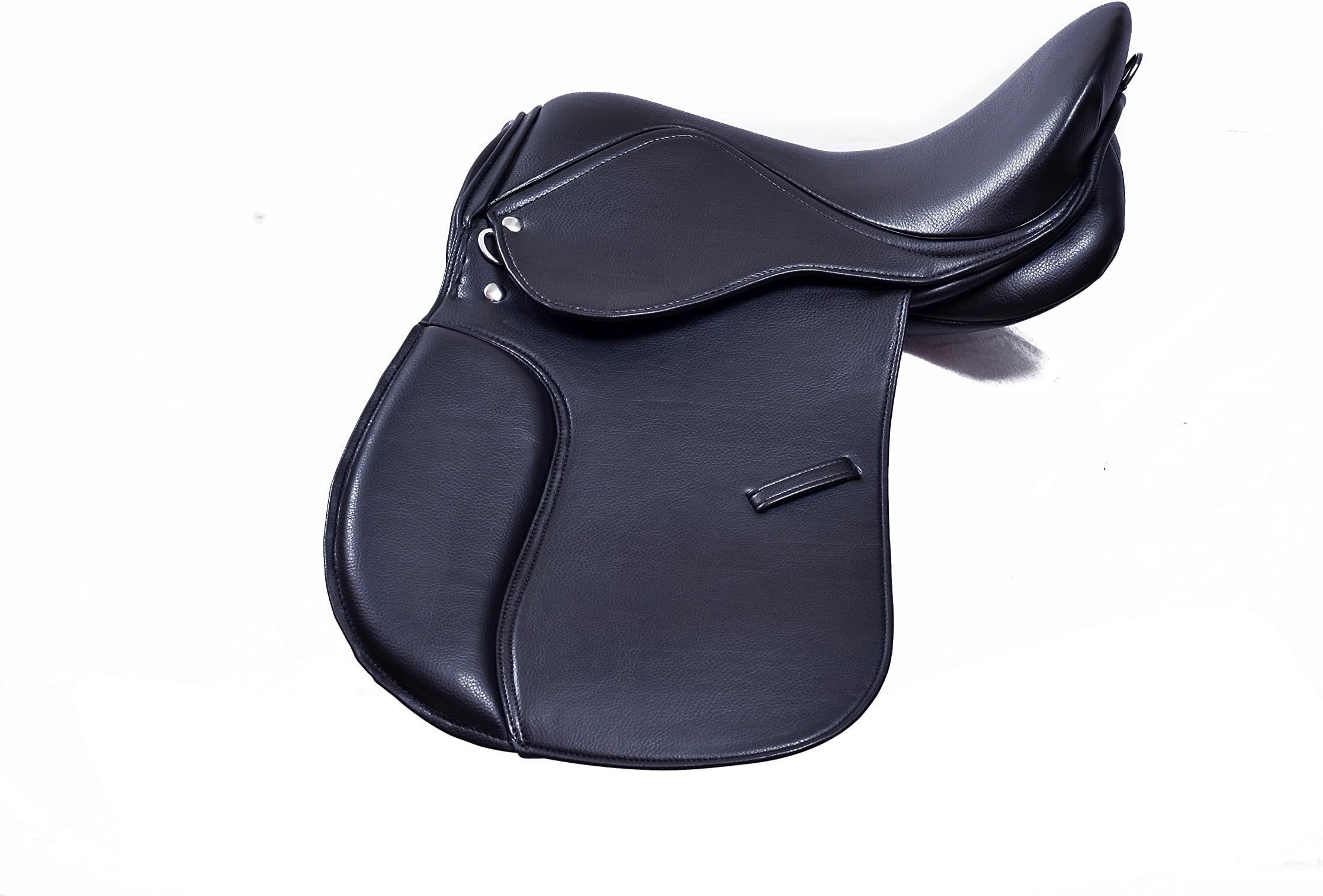 ZAIN TACK GENERAL PURPOSE SYNTHETIC HALFLINGER HORSE SADDLE, WIDE FIT 14", 15", 16", 17", 18" BLACK (15)