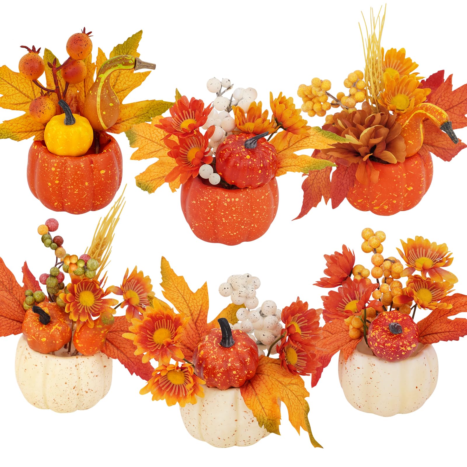 Photo 1 of Fall Decor, Fall Centerpieces for Tables, 6Pcs Fake Pumpkin Decorations, Artificial Pumpkins for Decorating, Faux Fall Decorations for Home Thanksgiving Halloween Indoor Outdoor Porch Bathroom