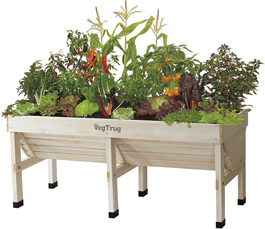 vegtrug Medium Bancal, White Wash, madera de cedro, aprox. 180 x ...
