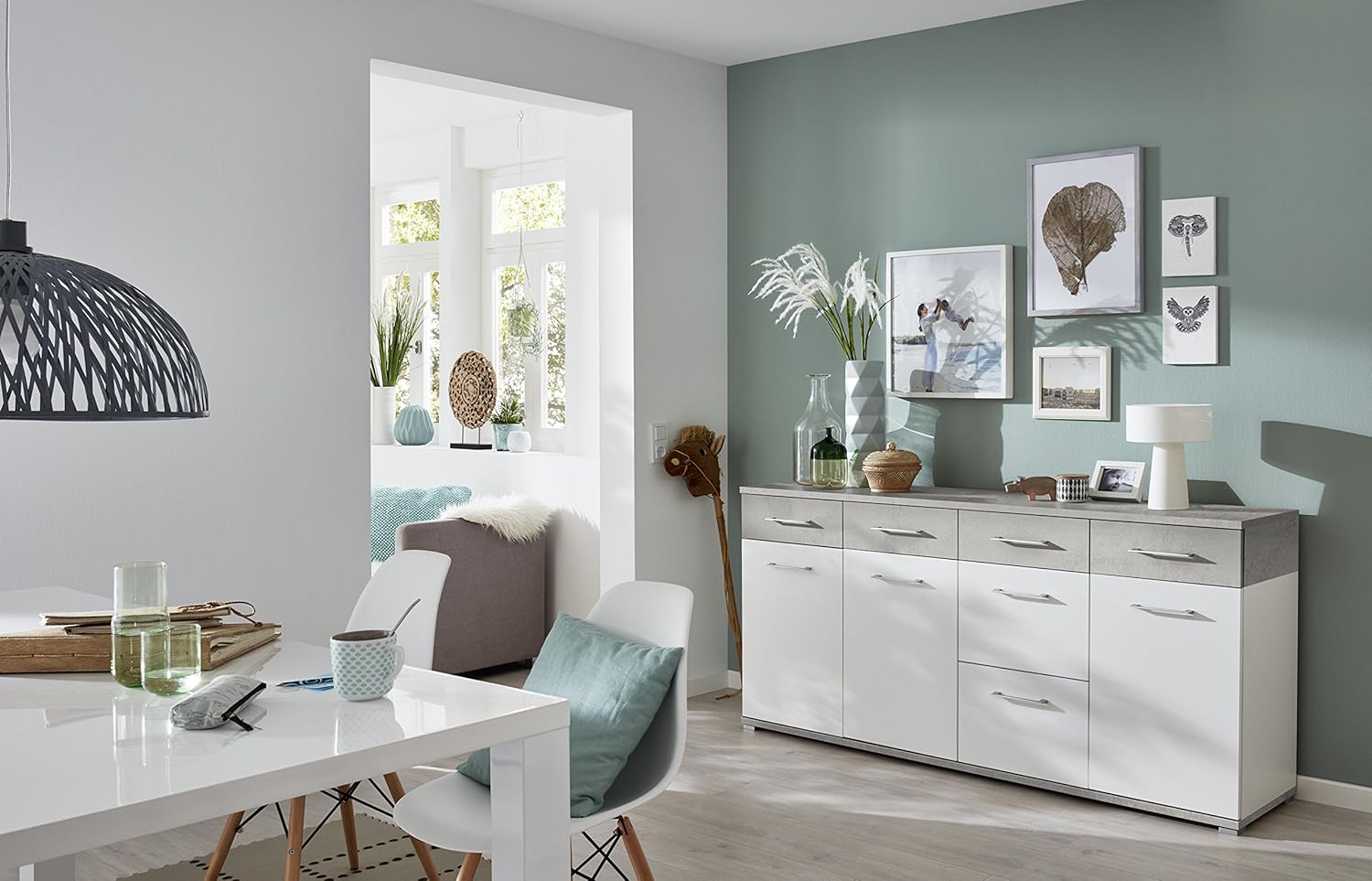 Germania 3779 531 Sideboard Gw Topix In Weiss Beton Optik 192 X 87 X 40 Cm Bxhxt Amazon De Kuche Haushalt