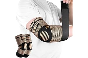 VLELA Copper Elbow Sleeve,Elbow Compression Sleeve, Elbow Brace For Tendonitis and Tennis Elbow,Golfers, Arthritis, Bursitis. Elbow Pain Relief,Weightlifting, Fit for Men & Women