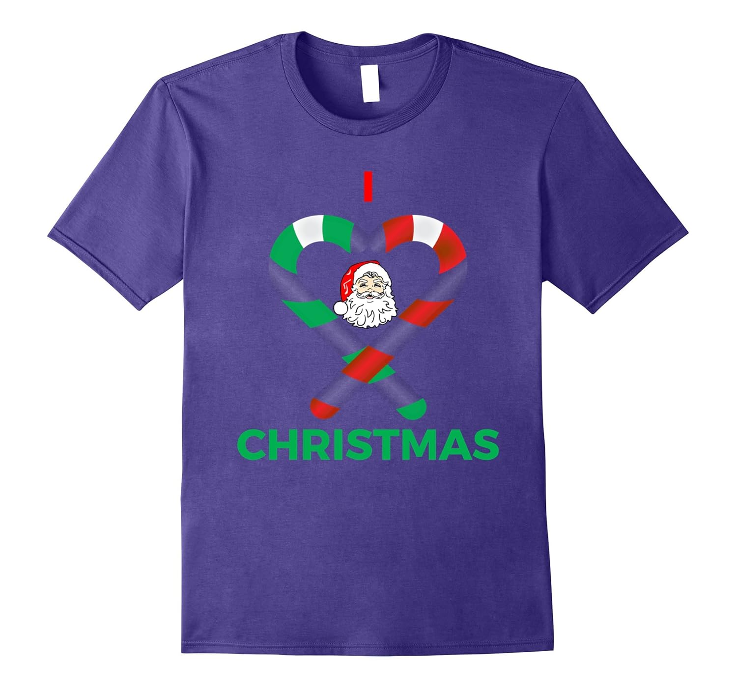 I LOVE CHRISTMAS T SHIRT-SANTA FACE-CANDY CHRISTMAS TEE SHIR-ANZ