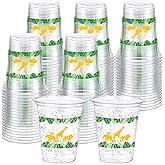 Funnymoom 60 Pack Jungle Safari Animals Cup 12 oz Wild Animals Disposable Clear Plastic Cups for Two Wild Zoo Jungle Safari Themed Birthday Baby Shower Party Decorations Supplies