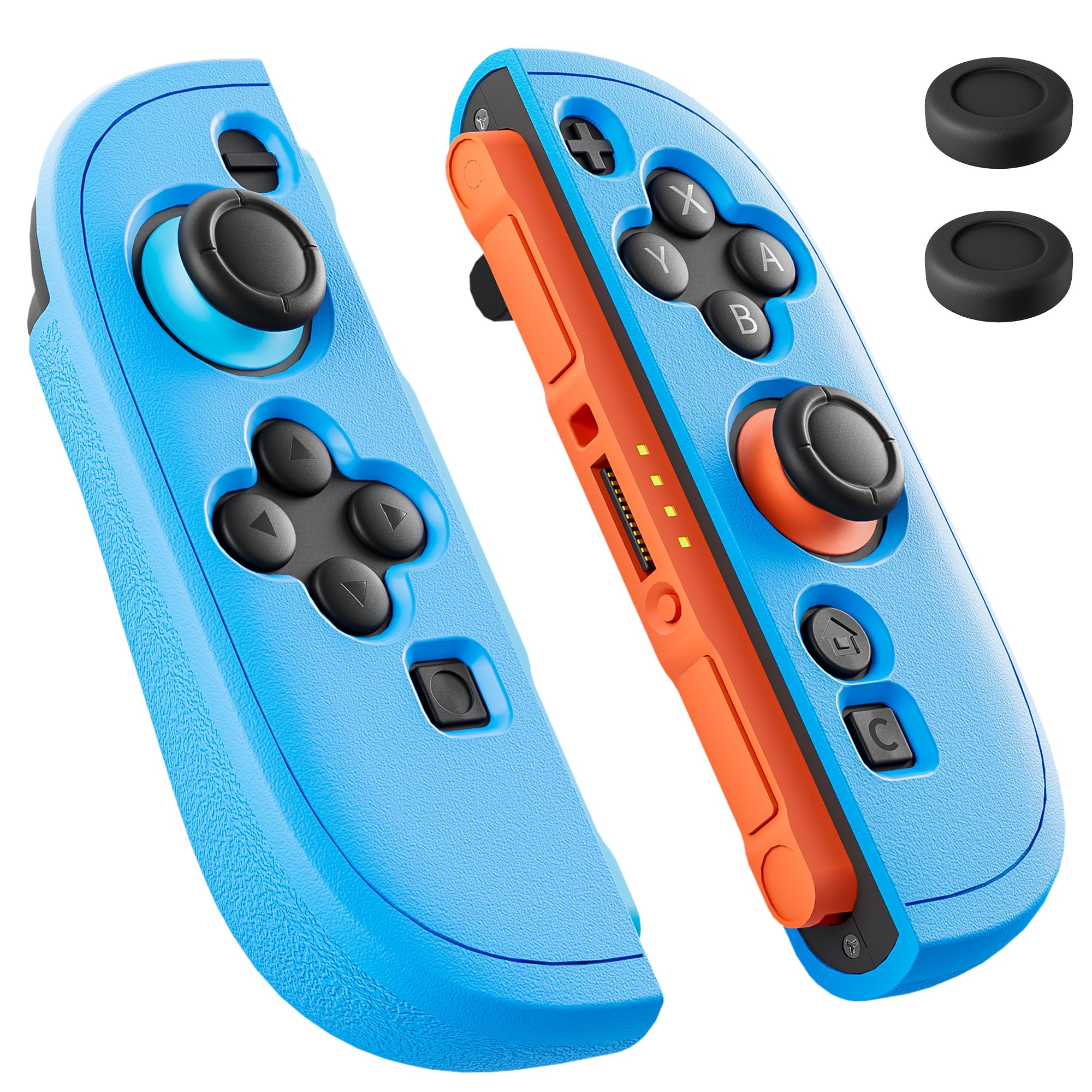 PAWDIARY [2 Pieces Switch 2 Controller Case Silicone Softshell, Anti-slip Switch 2 2025 Grip Cover Protector and 2 Thump Caps, Ergonomic Comfort Handheld Controller 2 Skin - Blue