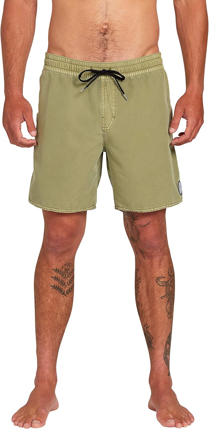 Volcom Men's 17-Inch Elastic Waist Surf Swim Trunks: Clothing