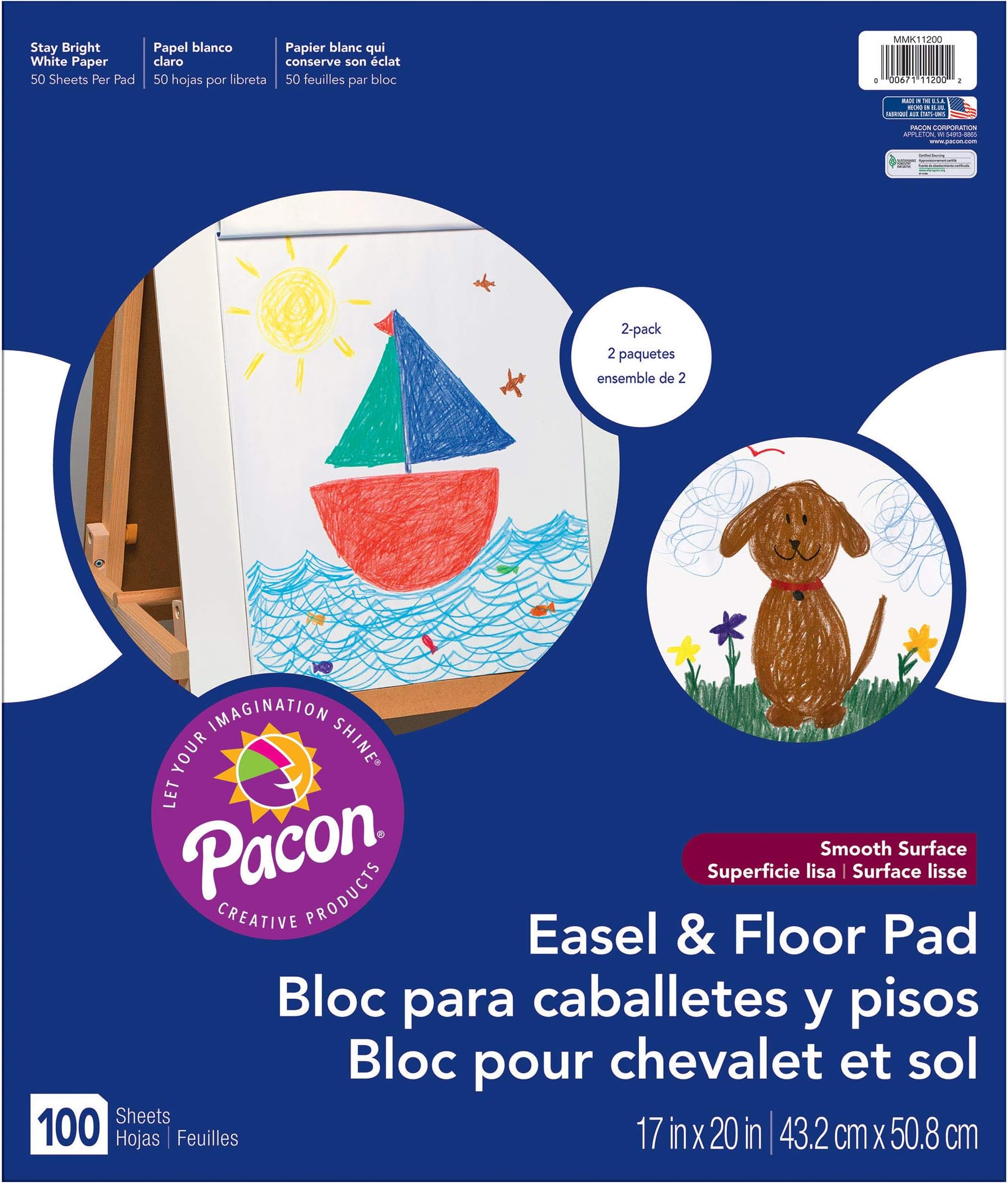 Roselle Easel and Floor Pad, 17 x 20 Inches, 50 Count Each Pad, 2-Pack (11200-2)