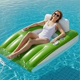 Funscape Inflatable Pool Lounge Float Adult, Swimming Pool Floatie Green | Large Beach Tanning Recliner, Floating Sofa Mesh Chair W/ Cup Holder, Blow Up Lake Water Floaty Tube, Fun Summer Party Game