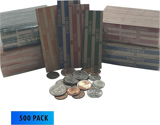 Coin Rollers Wrappers Assorted Quarter Dime Nickel Penny
