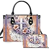 Personalized Faith Christian Leather Handbag, Bible Verse Floral Easter Gift for Women