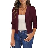 GoMamee Women's 3/4 Sleeve Cropped Cardigan Sweaters Open Front Bolero Short Shrugs S-XL