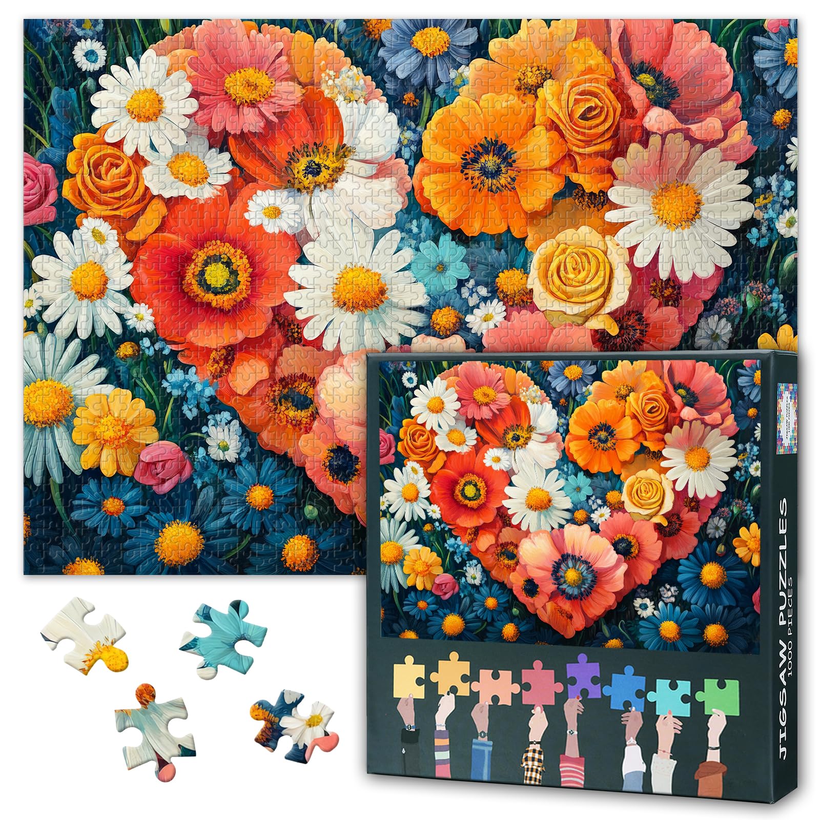 Photo 1 of [Brand] 1000 Pieces Puzzles for Adults - Large Jigsaw Puzzle Heart, Challenging Mind Game, for Puzzle Enthusiasts, for Mindfulness, Finished Size 19.5 x 27.5 Inch