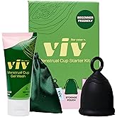 Viv For Your V Premium Soft Menstrual Cups Kit, Flexible Small Period Cup, Pull Tab Ring for Easy Removal, Cleansing Gel Wash, Travel Pouch, Comfortable 12 Hour Wear, Reusable, Medical Grade Silicone