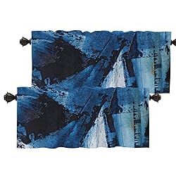 Batmerry Blue Black Abstract Oil Painting Valance