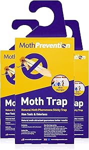 Powerful Moth Traps for Clothes Moths | 3-Pack | Refillable, Odor-Free & Natural from MothPrevention | Best Catch-Rate for Clothes Moth and Carpet Moth Traps on The Market! - Results Guaranteed