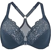 DELIMIRA Women's Front Closure Plus Size Full Coverage Lace Underwire Racerback Bra