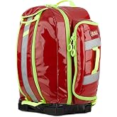 Statpacks G3+ Load-N-Go Medical Backpack, Red EMS Jump Pack | 23 L three-layer interior with transparent sleeves, mesh pockets and elastic holsters; Stand-Strong base; ACLS, ALS, BLS