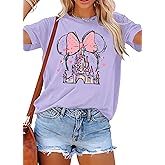 Women Magic Kingdom Shirt Castle Graphic Shirts Casual Family Vacation Holiday T Shirt Cute Short Sleeve Tee Top