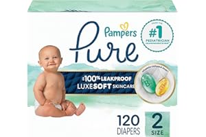 Pampers Pure Protection Baby Diapers, Size 2 (12-18 lbs), 120 Count, Up to 100% Leakproof, Premium Plant-Based Skin Protection, Hypoallergenic Soft Diapers
