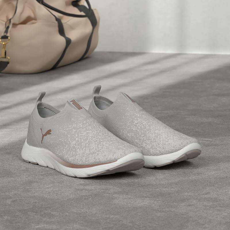 Damen Softride Remi Slip-on Knit Wn's Road Running Shoe, Ash Gray White Rose Gold, 38 EU