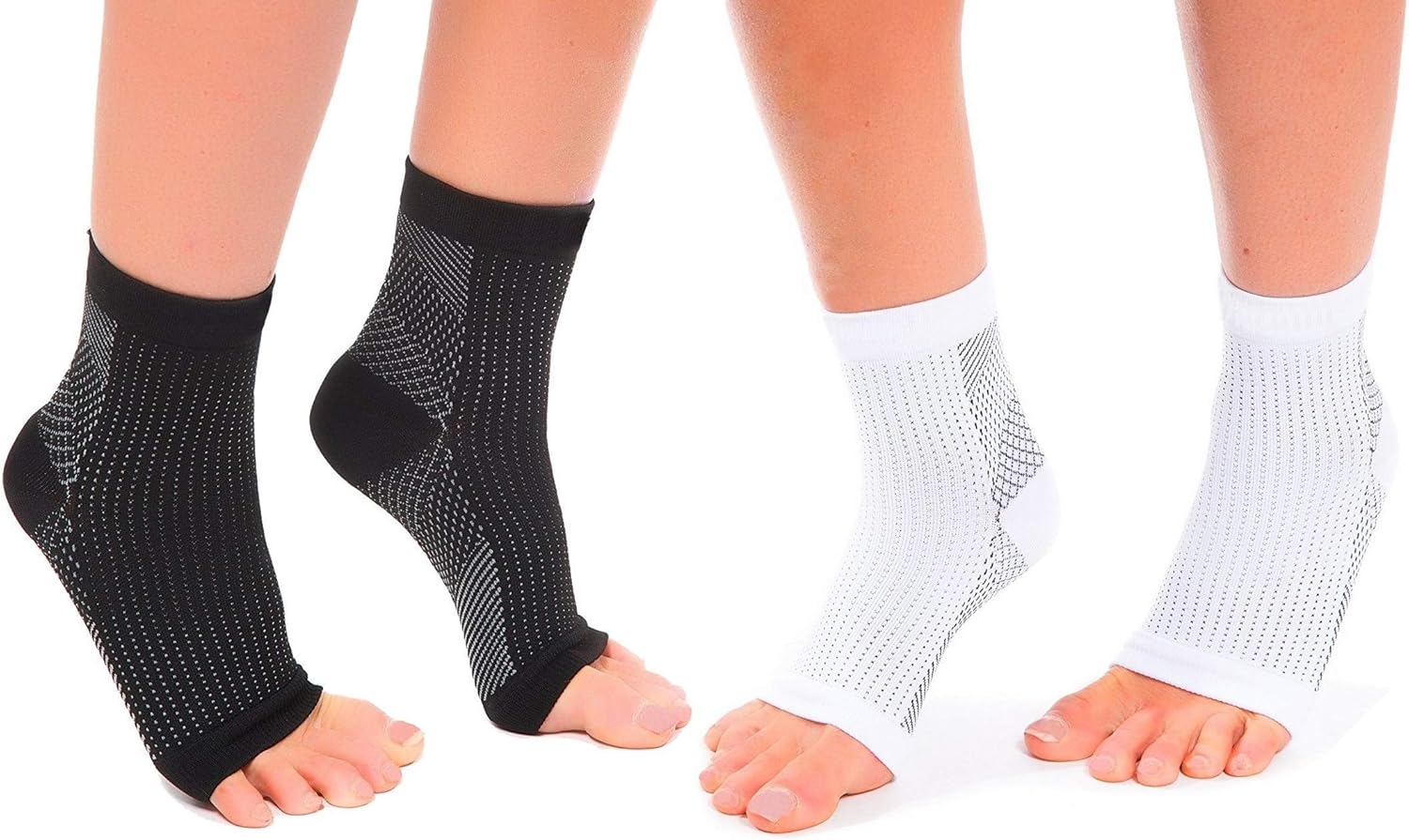 MojaSports Ankle Compression Sleeves (2 Pair) Plantar Fasciitis Foot Socks Arch