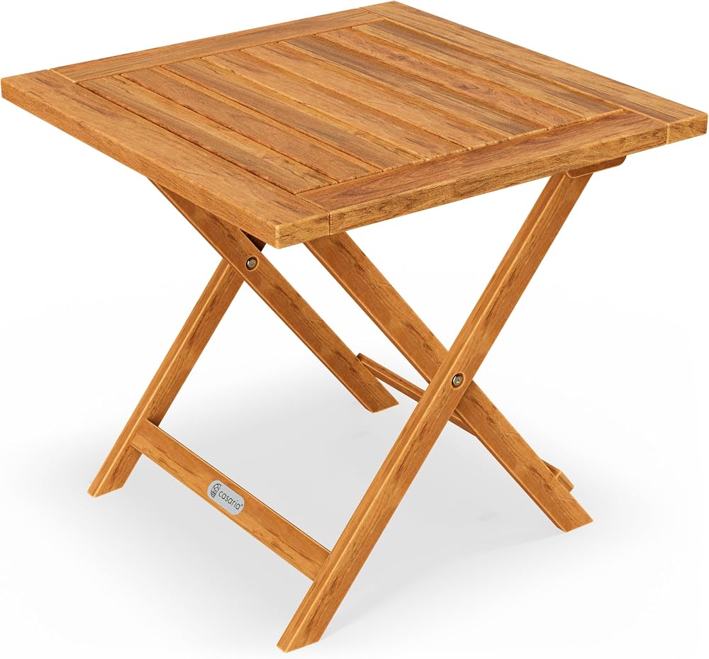 CASARIA Folding Coffee Table | Acacia Wood | 46x46cm | Weather-Resistant
