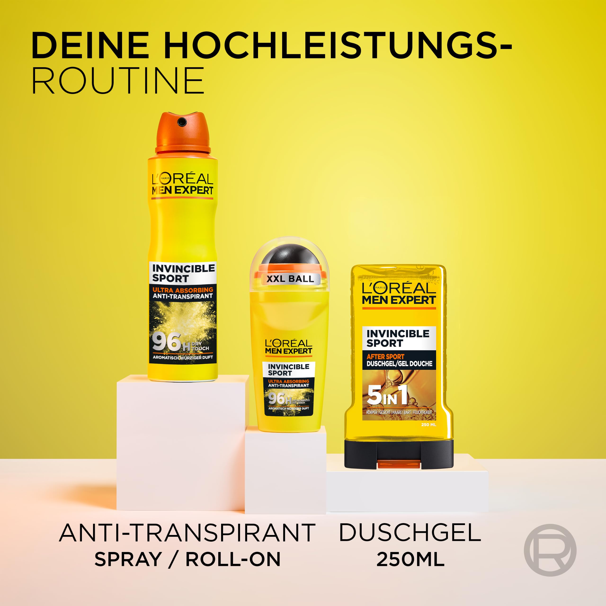 L'Oréal Men Expert Kompaktes Deo für Männer, Langanhaltender Deoroller gegen Schweiß mit 96 Stunden Wirkung, Invincible Sport, 6 x 50 ml 8